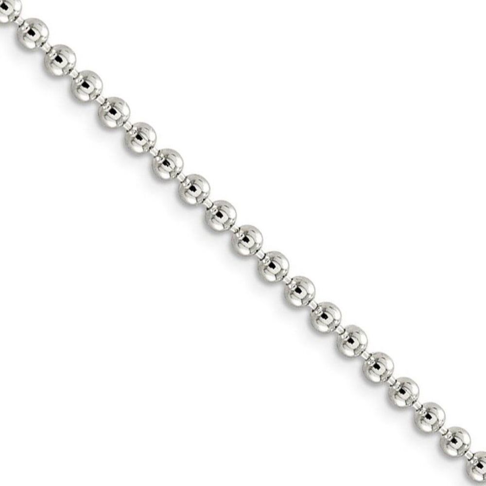 3mm, Sterling Silver, Hollow Bead Chain Necklace, 24 Inch